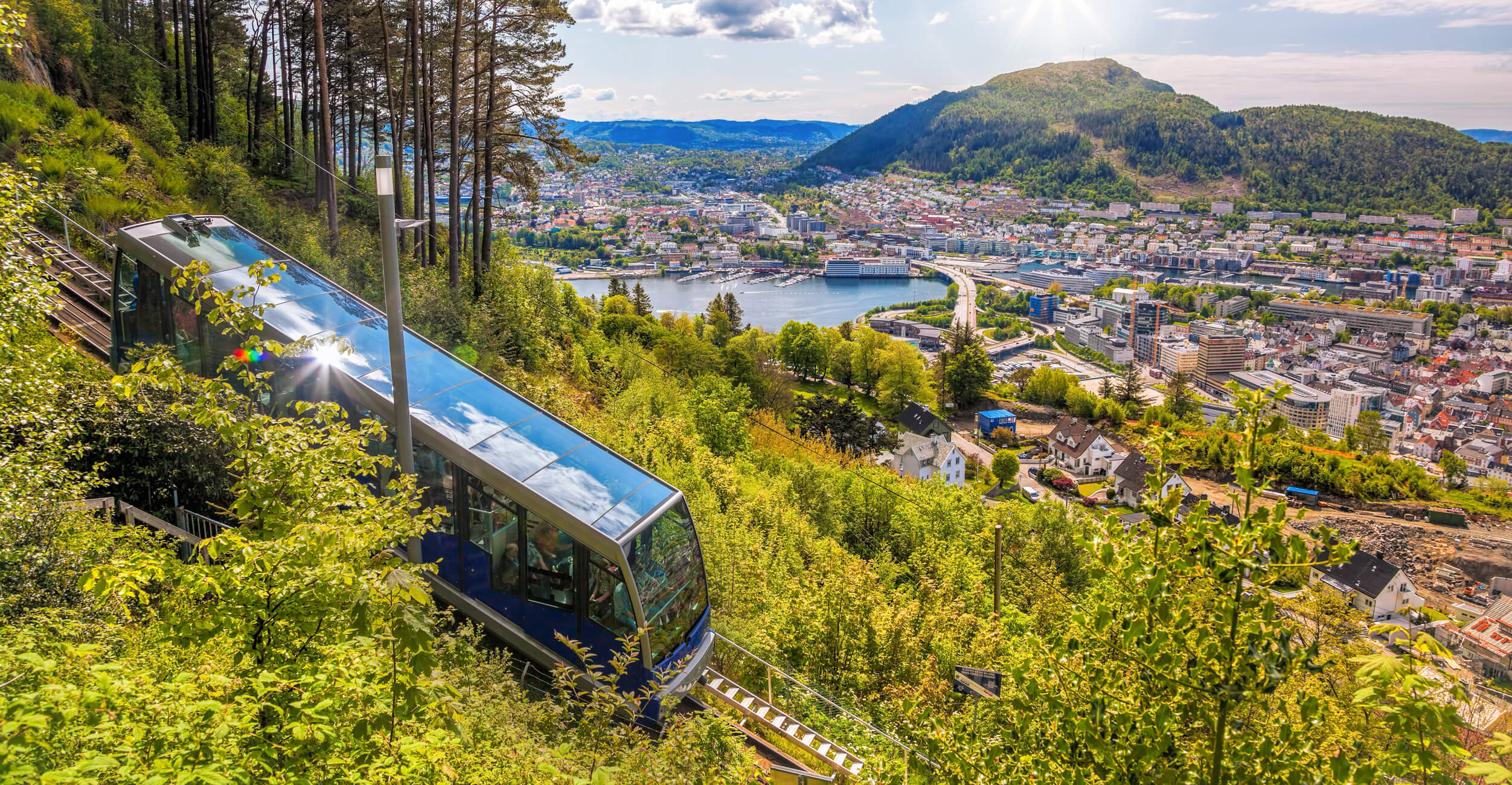 Subida a Fløyen en funicular